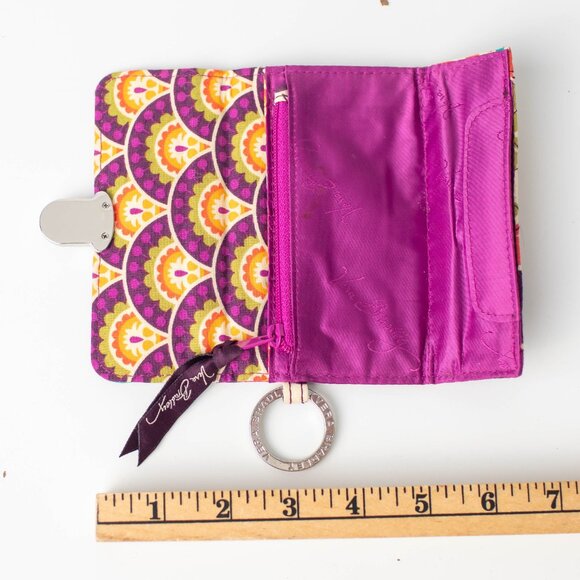 Vera Bradley Plum Crazy Coin Purse ID Case Key Ring Purple‎ Floral Wallet - Picture 4 of 5